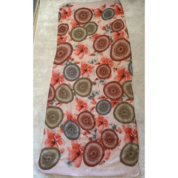 Floral Print Sheer Scarf Wrap Shawl Scarf Rectangle 71in x 29in - Picture 7 of 8